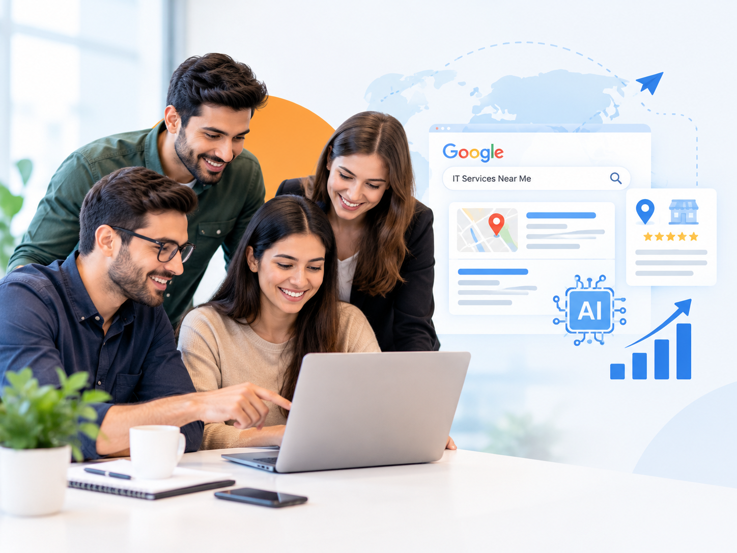 Collaborative Team with SEO Analytics UI
